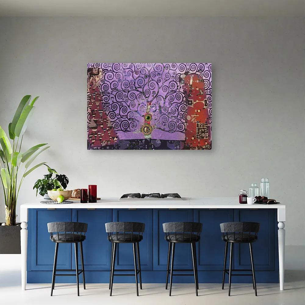 Obraz na plátně, Purple Tree of Life Abstraction - 90x60 cm