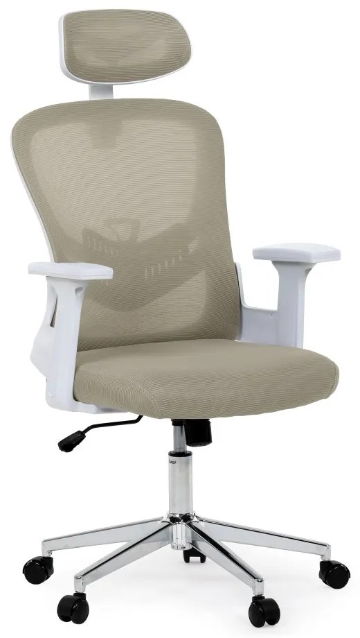 Kancelárska otočná stolička ROSE — sieť / látka, béžová