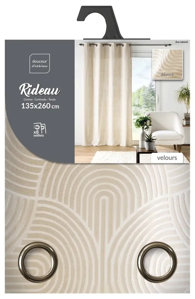 Béžový zamatový záves 135x260 cm Eva – douceur d'intérieur