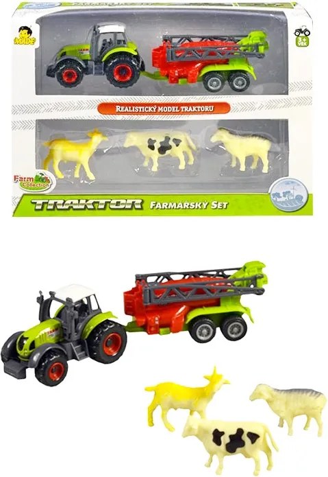 MaDe Traktor MF so zariadením a zvieratami 21cm