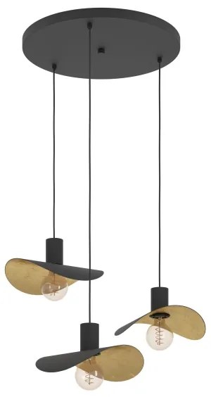 Eglo 390395 - Luster na lanku SACEDA 3xE27/40W/230V čierna/zlatá