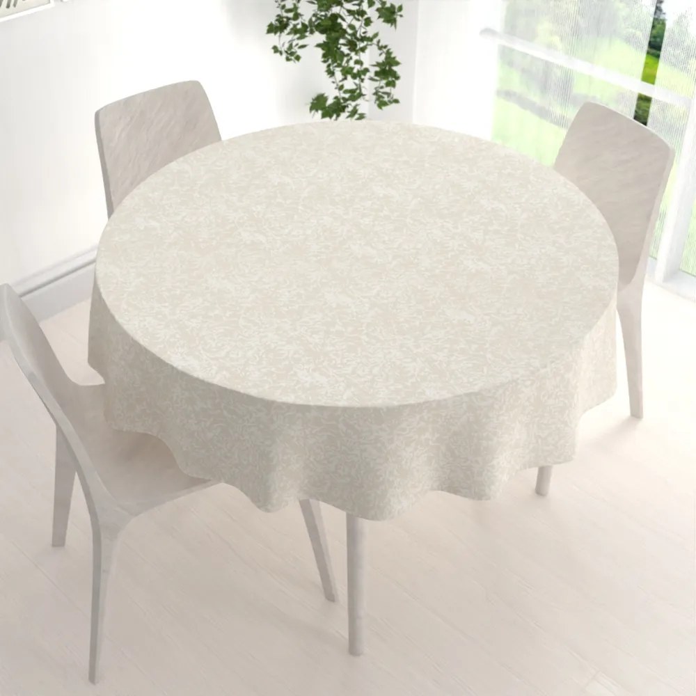Biante Veľký teflónový okrúhly obrus TF-033 Venezia smotanový Ø 210 cm
