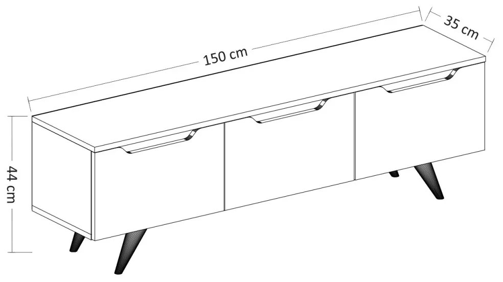 TV skrinka PRAG 150 cm antracitová/dub