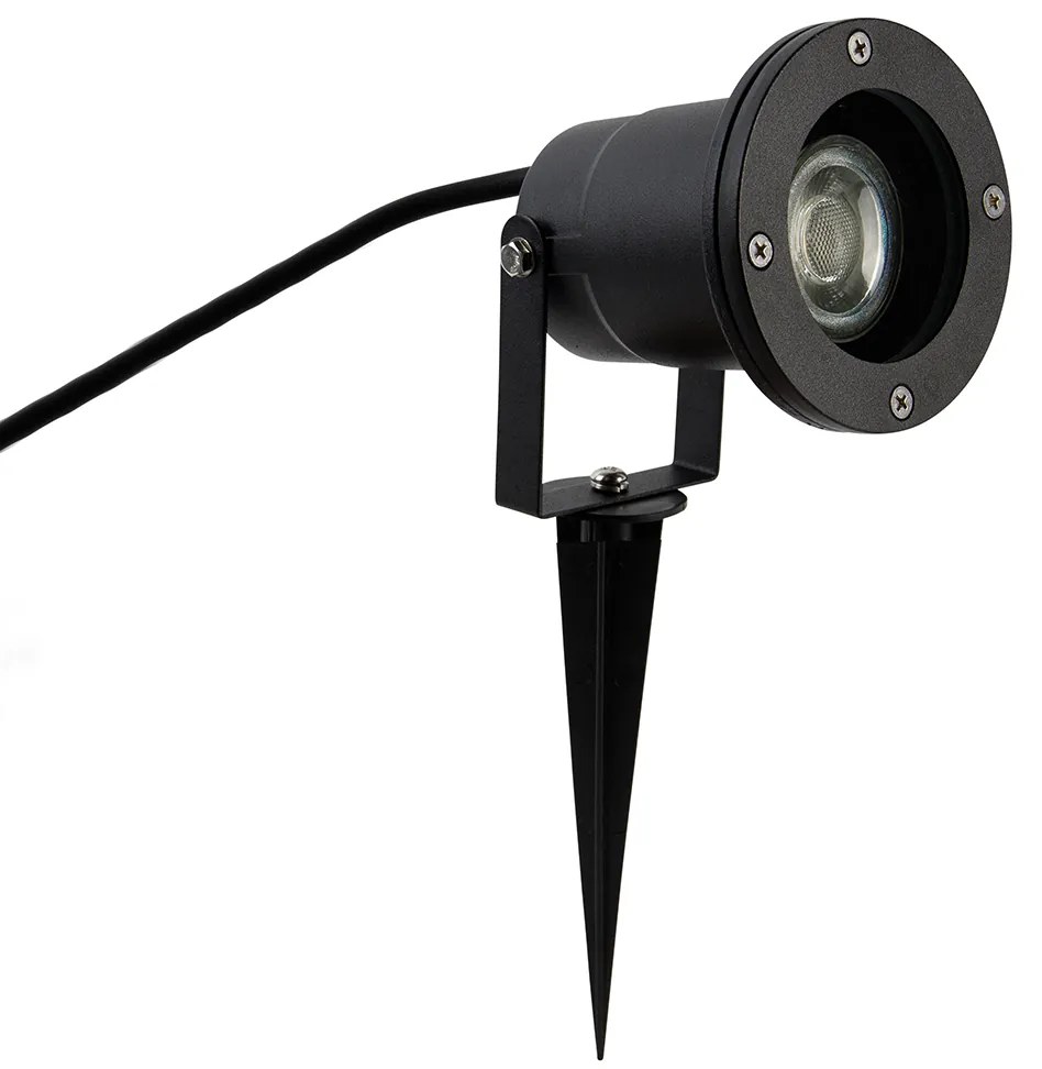 Priemyselný inteligentný bodový reflektor s hrotom čierny vrátane WiFi GU10 IP65 - Basic