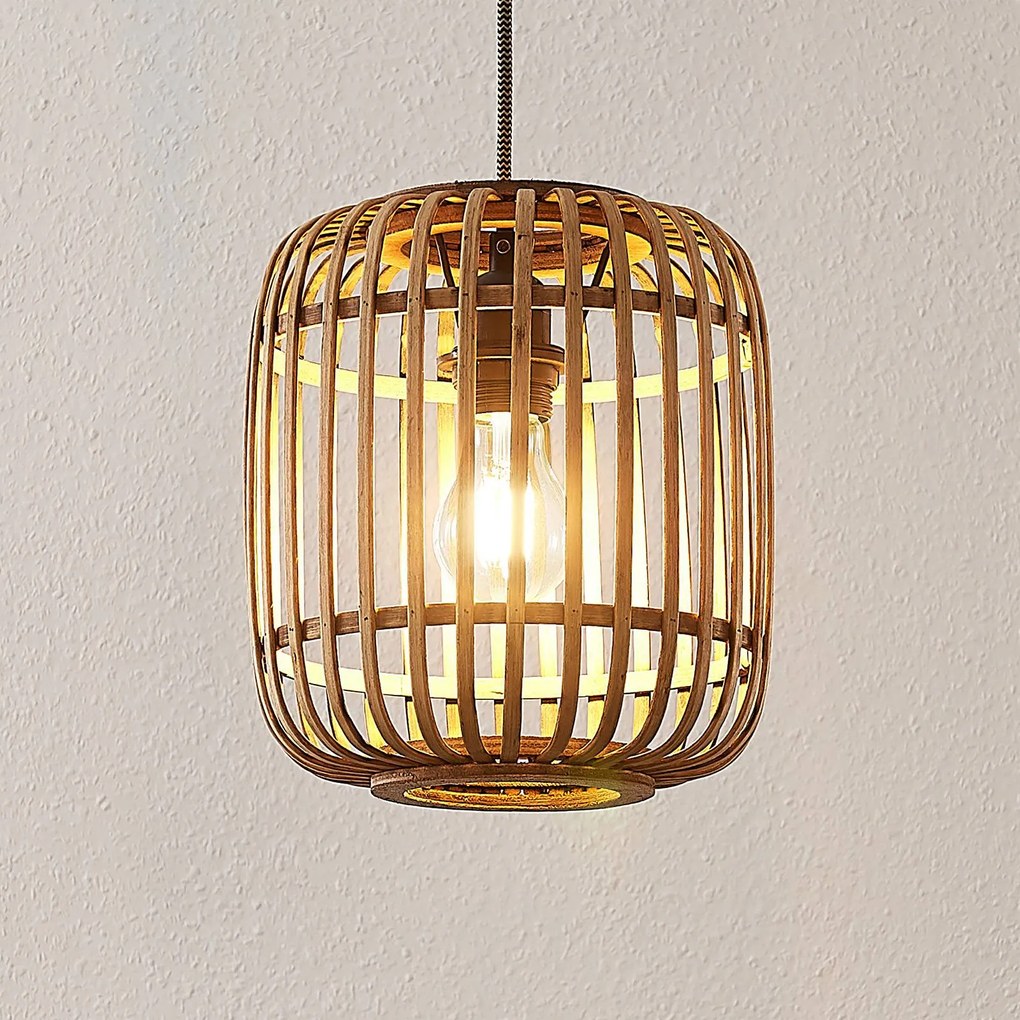 Lindby Marly závesná lampa ratan 1-plameňová