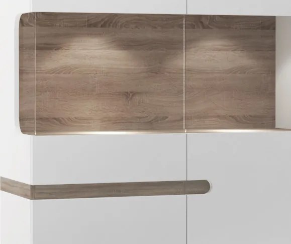 Nízka vitrína Linate, biely lesk/dub