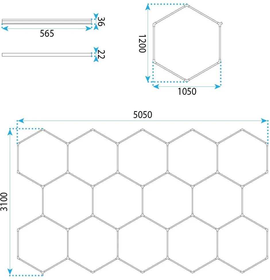 Toolight Toolight, LED stropné svietidlo HEXAGON, JNH052-H, biela, OSW-56244