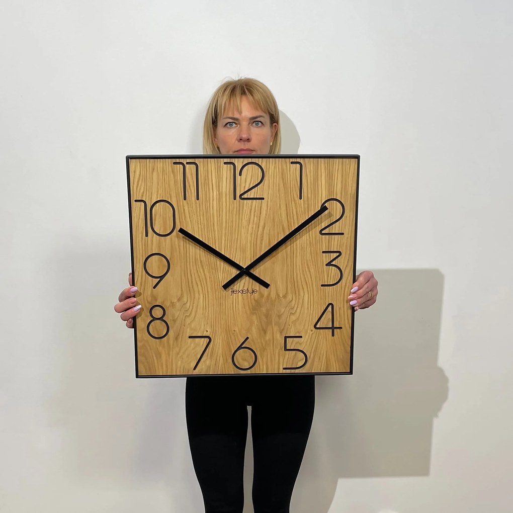 Dekorstudio Drevené hodiny na stenu Wood Square 50cm