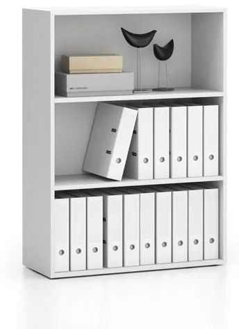 PLAN Nízky kancelársky regál SEGMENT, 2 police, 840 x 350 x 1140 mm, biela