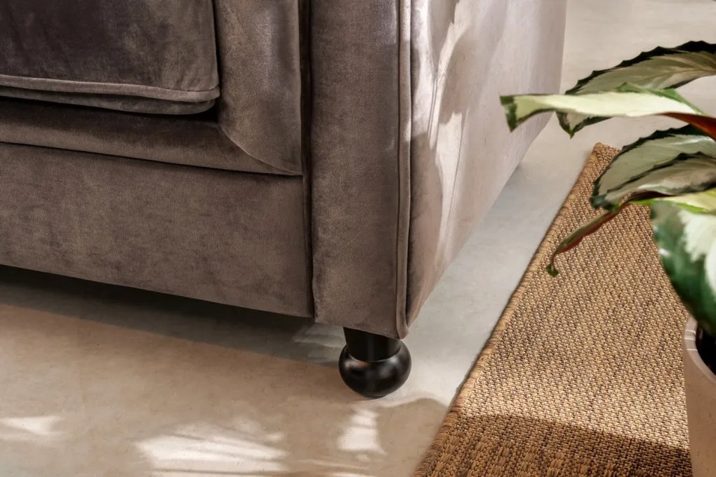 Pohovka Chesterfield, stredně šedá látka