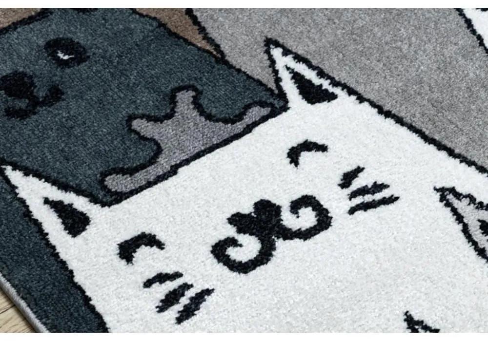 Detský kusový koberec Mačky sivý 140x190cm