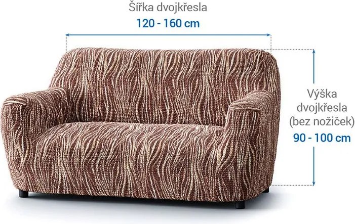 Bielastické poťahy UNIVERSO NOVÉ žíhané hnedé dvojkreslo (š. 120 - 160 cm)