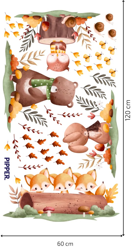 PIPPER. Samolepka na stenu "Jeseň v lese"