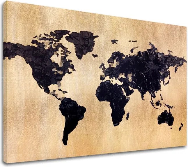 Zlatý dotyk na plátne World in Gold 60x90 cm