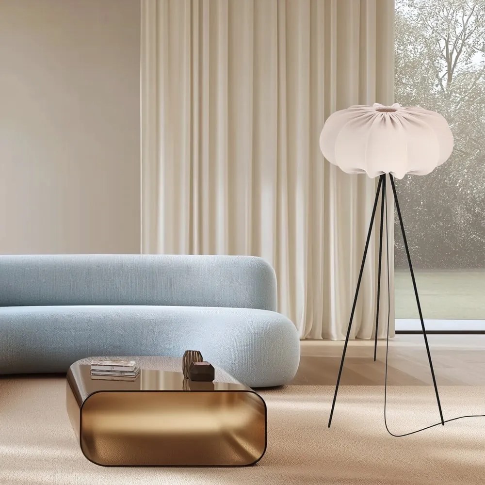 Béžová stojacia lampa s textilným tienidlom (výška 147 cm) Cafee – Candellux Lighting