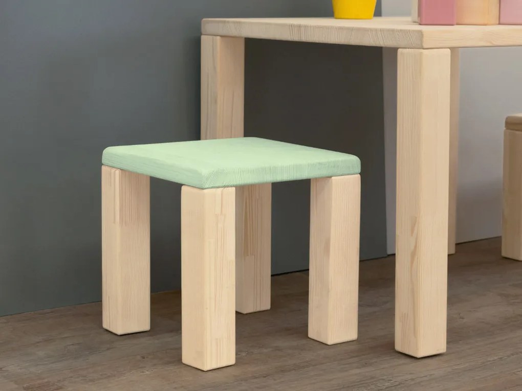 Benlemi Detská stolička HACHEE Zvoľte farbu hranolov: Prírodný dekor nelakovaný, Zvoľte farbu plôch: Pastelová zelená