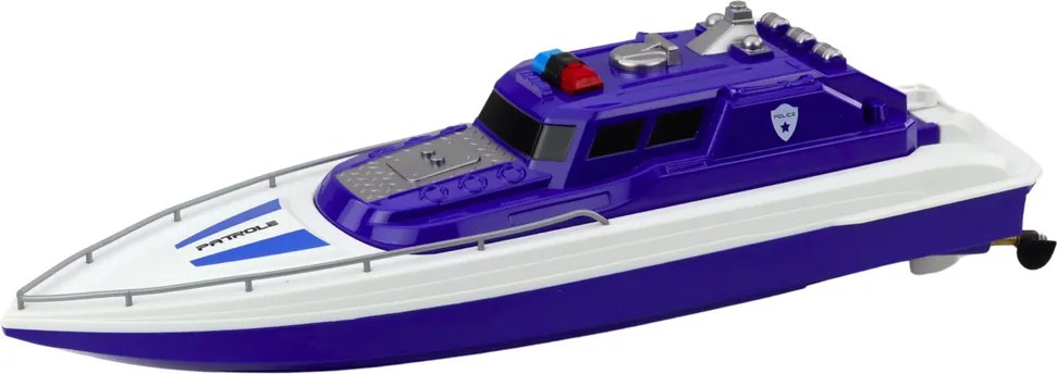 LEAN Toys RC policajný čln na diaľkové ovládanie 1:28 modrý