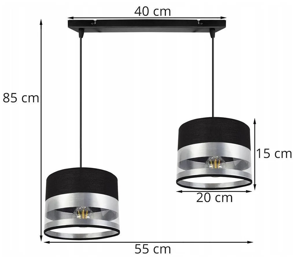 Závesné svietidlo INTENSE CHROME, 2x textilné tienidlo (mix 6 farieb), (výber z 3 farieb konštrukcie)