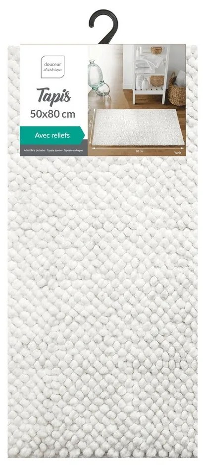 Biela kúpeľňová predložka 50x80 cm Yanis – douceur d'intérieur