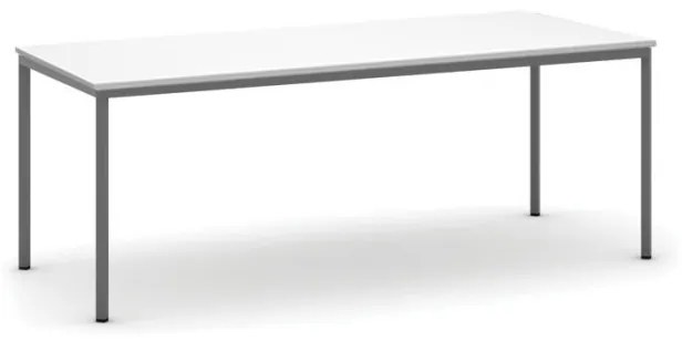 Stôl jedálenský, 2000 x 800 mm, tmavo sivá podnož, biela