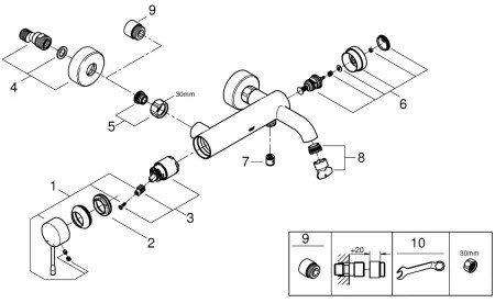 GROHE 33624GN1 - Vaňová batéria ESSENCE 193 mm zlatá