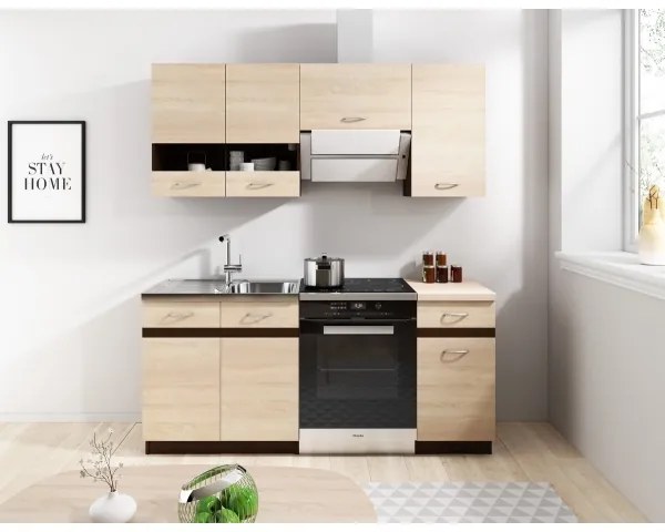 Kuchynská linka VALERIA 180 cm hnedá/dub sonoma