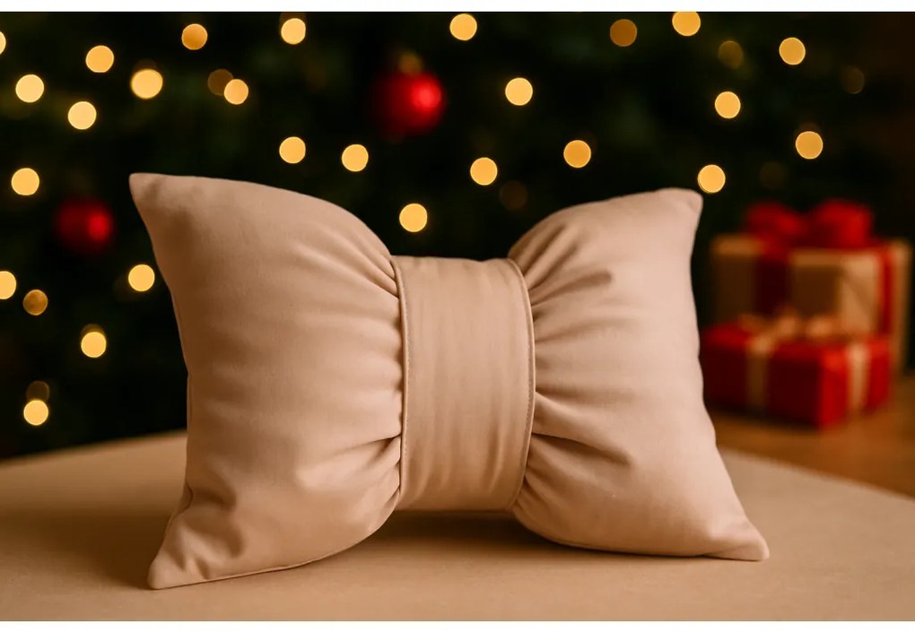 INTERMEDIC SK Dekoračný vankúš Mašľa béžová Veľkosť: 40x30 cm