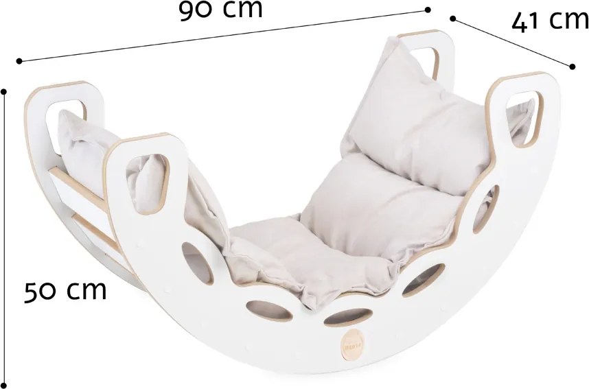 Multifunkčná detská súprava 4v1 – hojdačka, šmykľavka a vankúš svetlobéžová