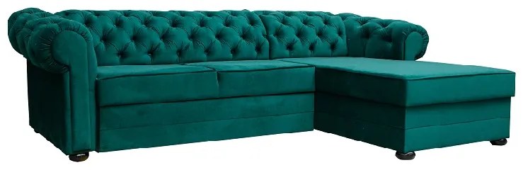 Sedačka v štýle Chesterfield Vertigo, zelená Roh: Orientace rohu Levý roh