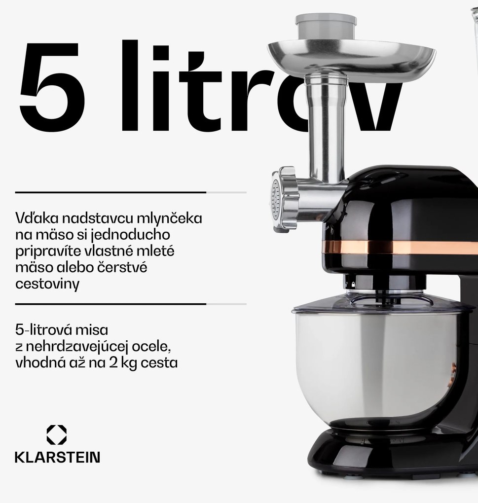 Klarstein Lucia Elegance, kuchynský robot, mixér, mlynček na mäso, 1800 W, bez BPA