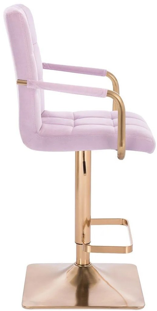 LuxuryForm DESIGN Barová stolička VERONA GOLD VELUR na zlatej hranatej podstave - levanduľa