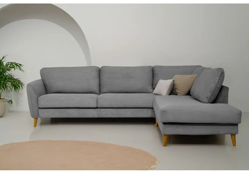 Tmavosivá menčestrová rohová pohovka (pravý roh) Paris – Scandic