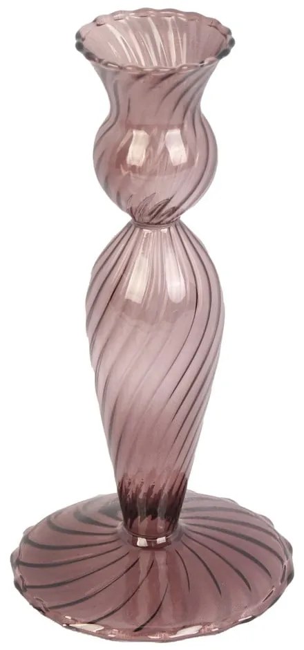 Hnedý sklenený svietnik PT LIVING Swirl, výška 17 cm