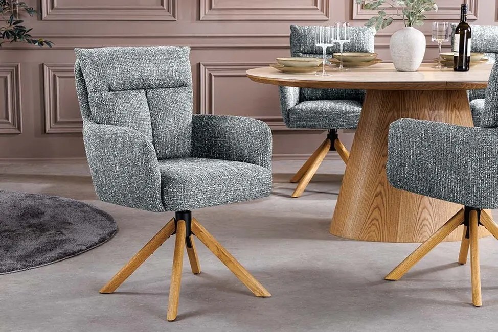 Zelená otočná jedálenská stolička Big George vo vzhľade duba