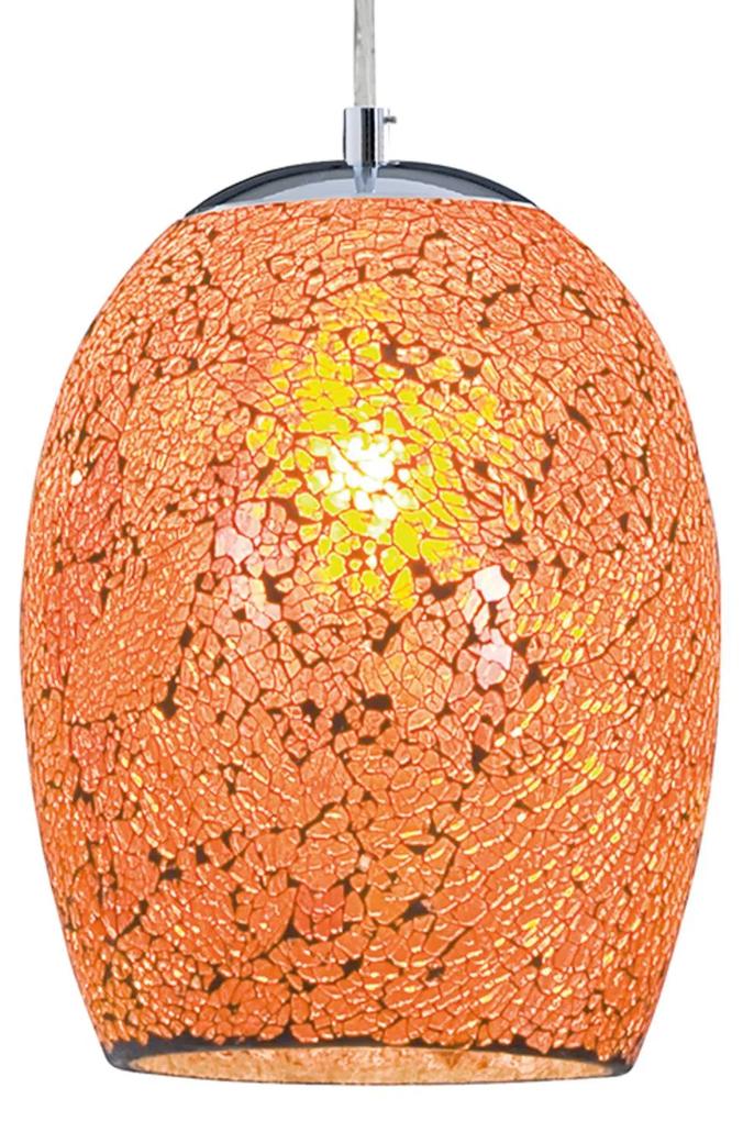 Závesná lampa Crackle v chrómovo-oranžovej