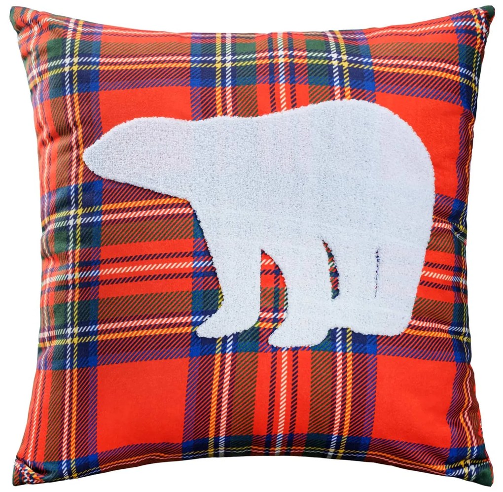 VIANOČNÁ DEKORAČNÁ OBLIEČKA NA VANKÚŠ BEAR 45X45 CM VZOROVANÁ