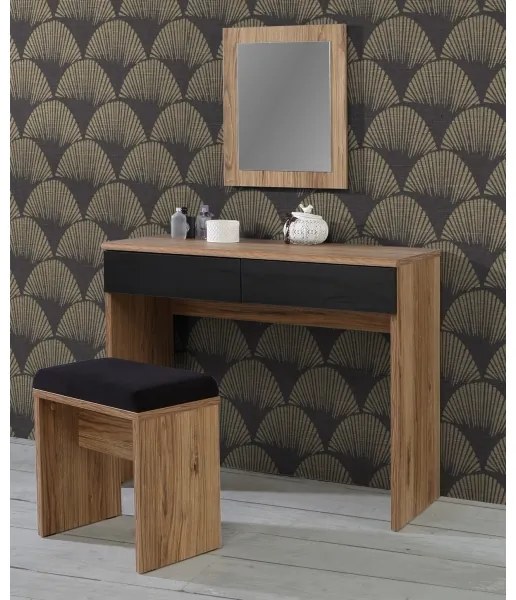 Toaletný stolík ERO + taburet hnedá/čierna