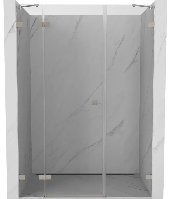 Mexen Lunar, ľavé otočné sprchové dvere 135 cm, 8mm číre sklo, oceľový profil, 834S-135-050-97-00-L