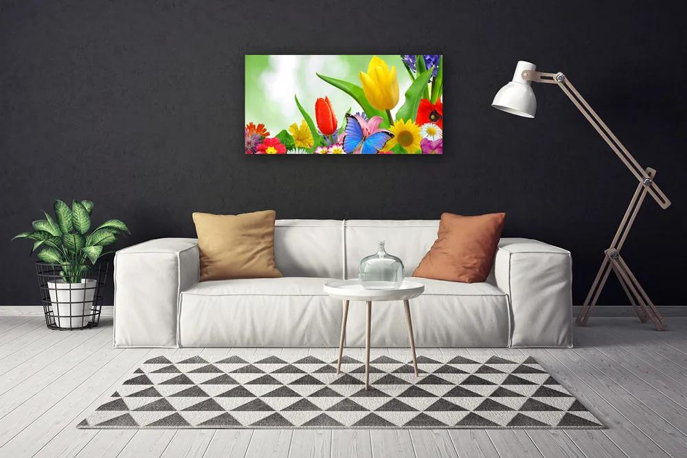 Obraz Canvas Motýľ kvety príroda 125x50 cm