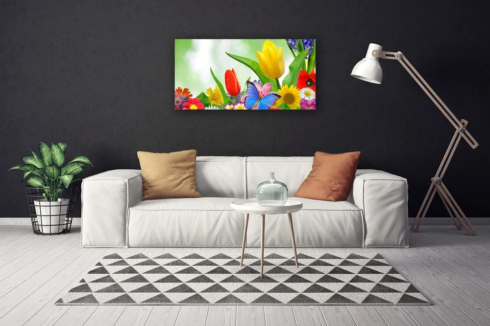 Obraz Canvas Motýľ kvety príroda 140x70 cm