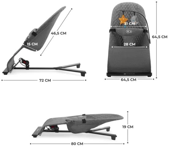 KINDERKRAFT - Detské ležadlo MIMI šedá