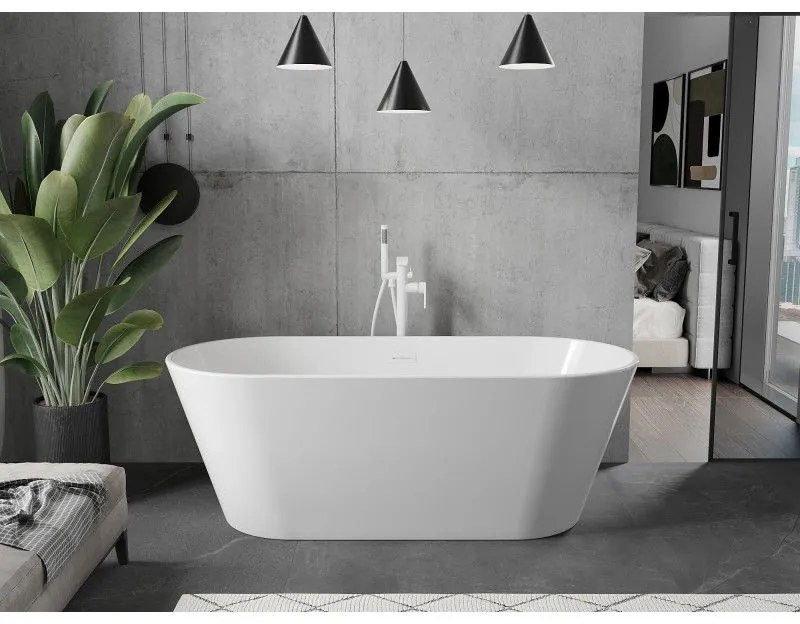 Mexen Flavia, voľne stojaca vaňa 170 x 75 cm, biela, biely prepad, 54031708000-20