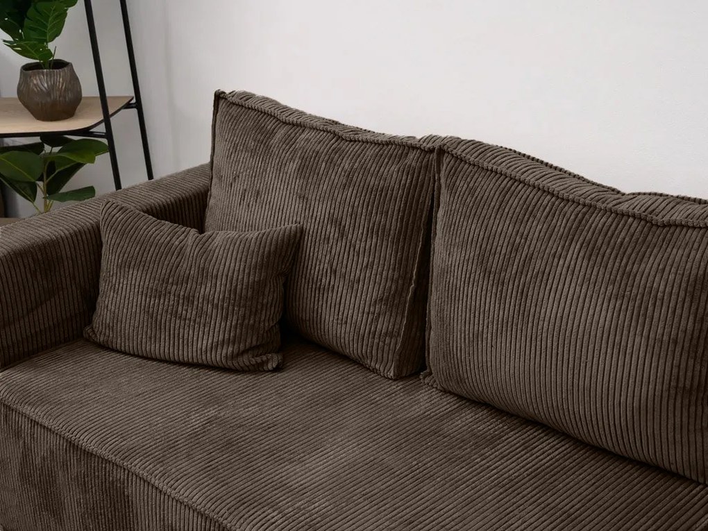 Tmavohnedá rohová pohovka SMART COSARO, obojstranná + 2 vankúšiky ZADARMO