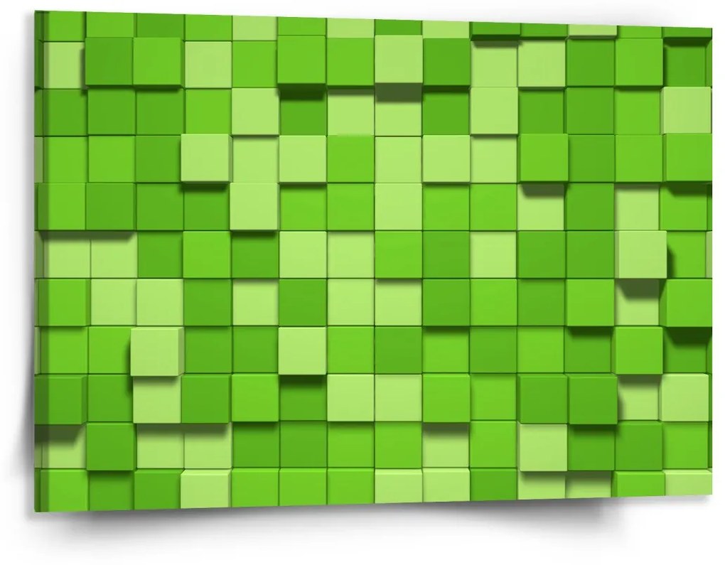 Sablio Obraz Green Blocks 3D - 150x110 cm