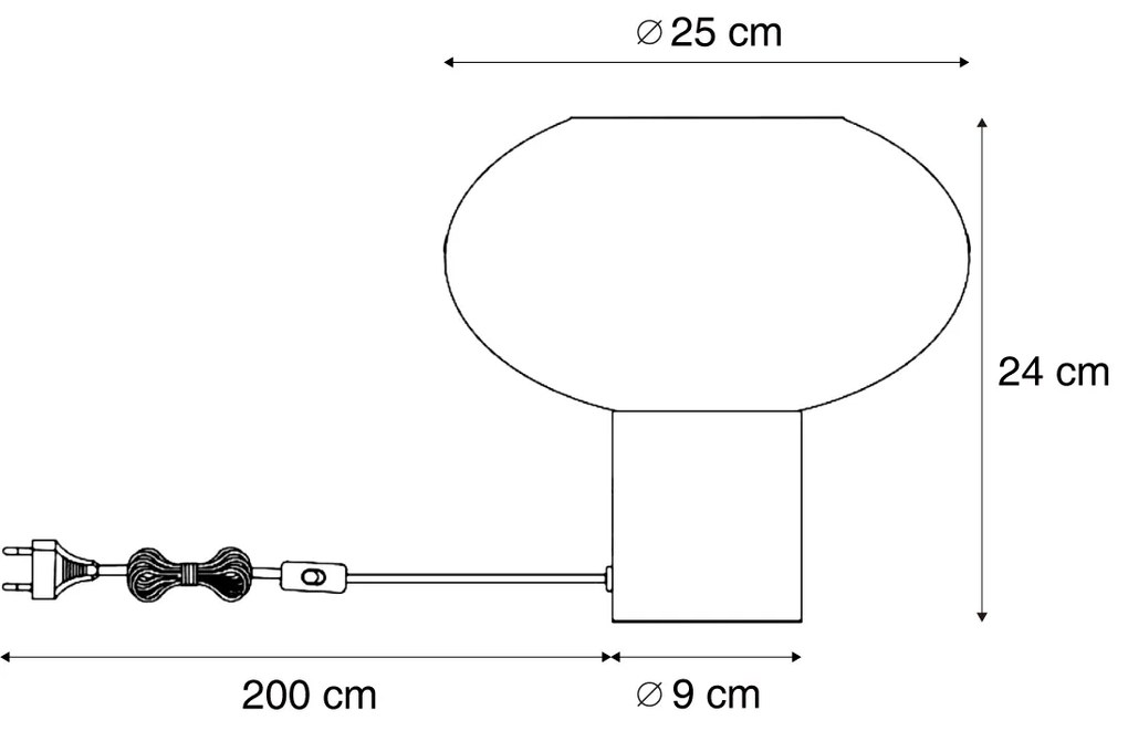 Dizajnová stolná lampa mosadzná s jantárovým sklom - Umbrella