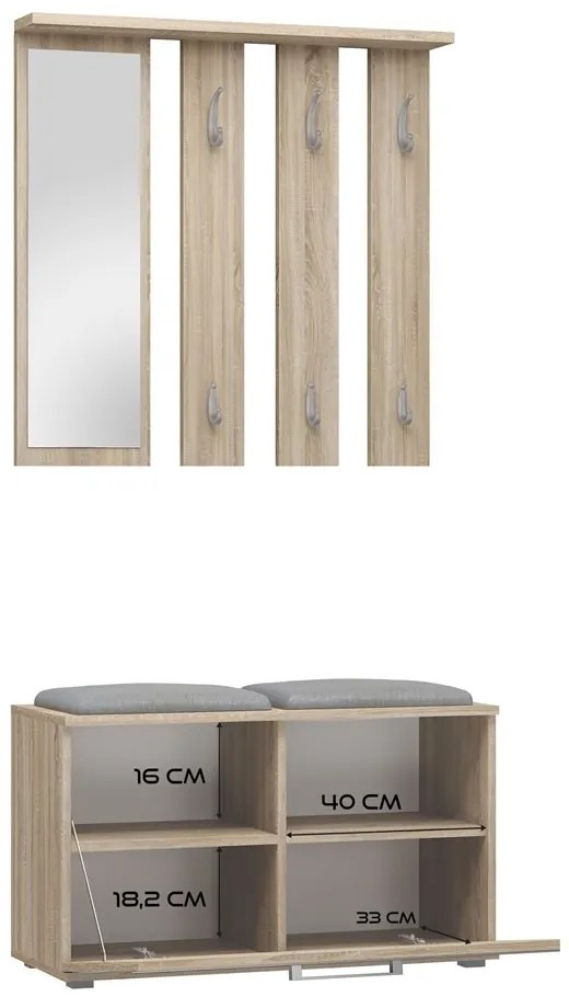 Predsieňová zostava Oasis 1 (dub sonoma) (so zrkadlom). Akcia -23%. Vlastná spoľahlivá doprava až k Vám domov. 1132532