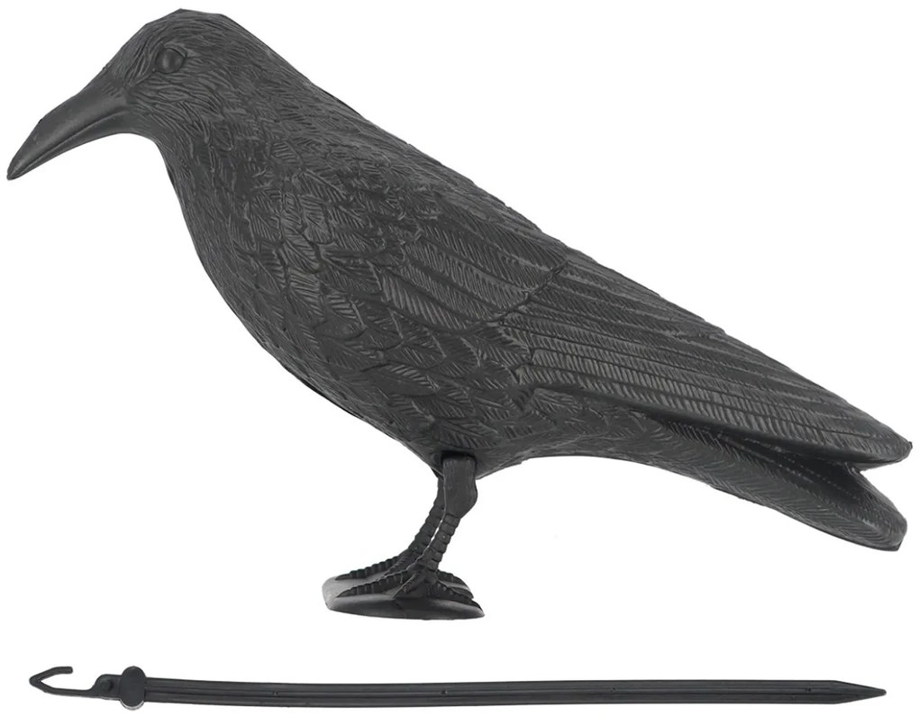 Záhradná figúrka z polyetylénu Crow, 21,5 cm, čierna