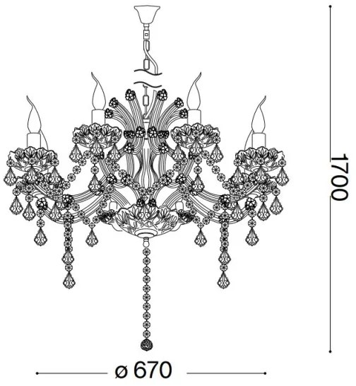 Ideal Lux - Krištáľový luster na reťazi NAPOLEON 8xE14/40W/230V pr. 67 cm chróm