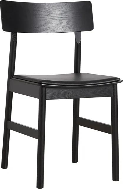 Jedálenská stolička &quot;Pause 2.0&quot;, 8 variantov - Woud Varianta: jaseň, čierna farba, kožené sedadlo