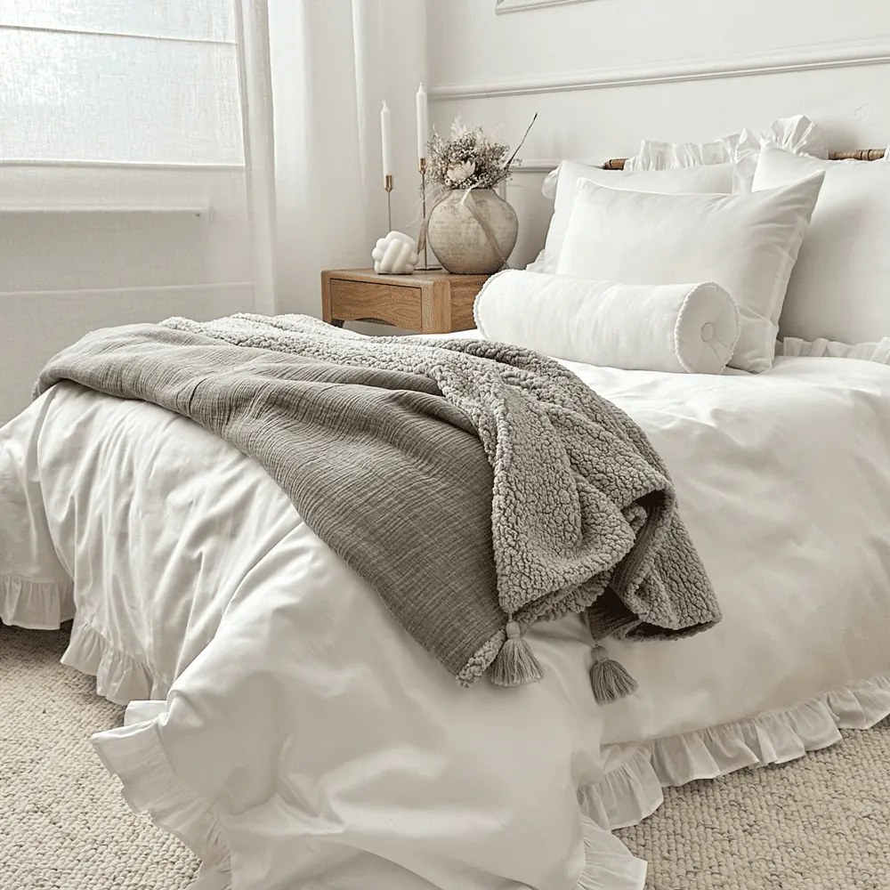 Obojstranný prehoz z mušelínu a umelej kožušiny šedá 100x135 cm